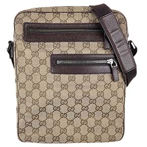 グッチ GGキャンバス キャンバス レザー ベージュ ブラウン ショルダーバッグ
