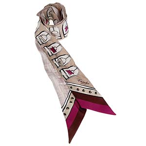 フェンディ ラッピー シルク ベージュ ピンクベージュ/ボルドー スカーフ