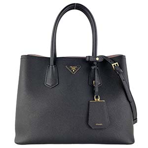 プラダ サフィアーノ ダブルバッグ レザー ブラック 2WAY ハンドバッグ