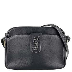 サンローラン カサンドラ ステッチ レザー ブラック ショルダーバッグ