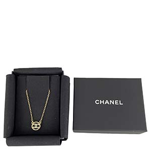 シャネル CCロゴ ゴールドメッキ ラインストーン ゴールド ネックレス