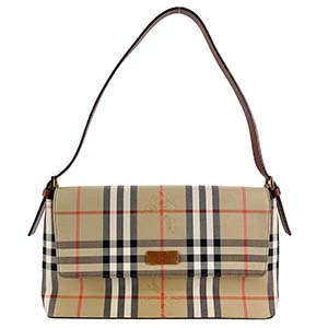 バーバリー ノバチェック キャンバス レザー ベージュ ブラウン ショルダーバッグ