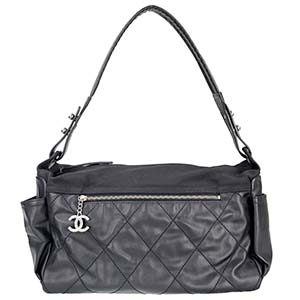 シャネル パリビアリッツ コーティングキャンバス ブラック ショルダーバッグ