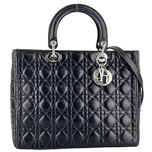 ディオール レディディオール カナージュ ラージ ラムスキン ブラック 2WAY ハンドバッグ