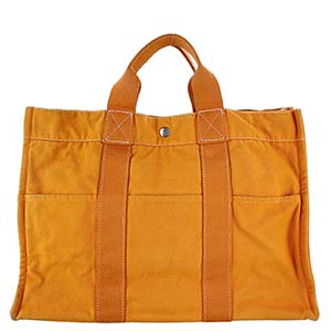 エルメス フールトゥ MM フレンチフェスティバル キャンバス オレンジ トートバッグ