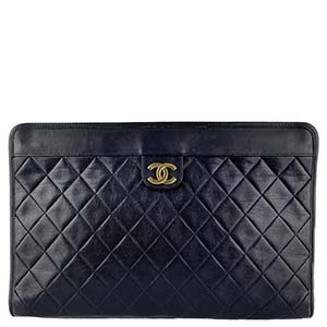 シャネル マトラッセ ラムスキン ブラック クラッチバッグ