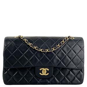 シャネル マトラッセ 25㎝ ラムスキン ブラック ショルダーバッグ