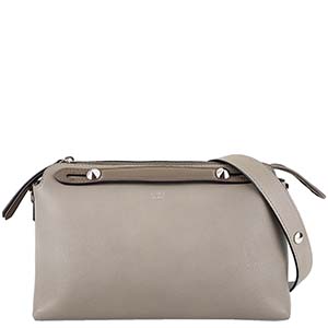 フェンディ バイ ザ ウェイ ミディアム カーフレザー グレー 2WAY ハンドバッグ