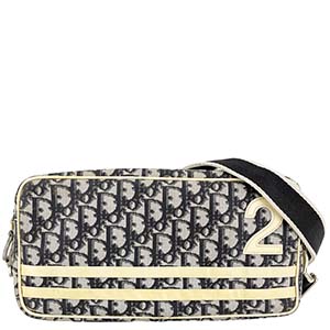 ディオール トロッター No.2 PVC パテント ネイビー ホワイト ショルダーバッグ