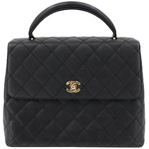 シャネル マトラッセ ケリー型 キャビアスキン ブラック ハンドバッグ