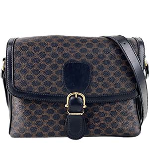 セリーヌ マカダム PVC レザー ブラック ショルダーバッグ