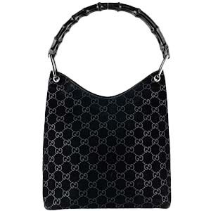 グッチ バンブー スウェード ブラック ショルダーバッグ