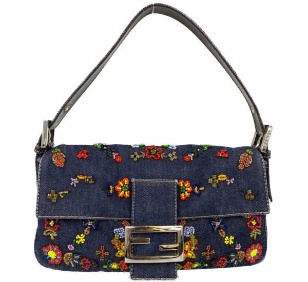 フェンディ マンマバゲット デニム ショルダーバッグ