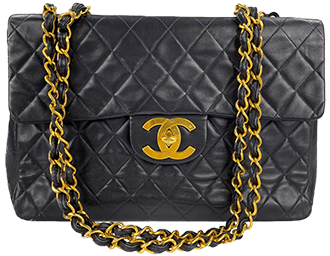 デカマトラッセ 34㎝ ラムスキン ブラック ショルダーバッグ