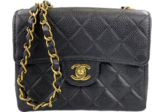 ミニマトラッセ 19㎝ キャビアスキン ブラック チェーンショルダーバッグ A01115