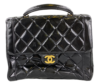 マトラッセ パテント レザー ブラック ハンドバッグ