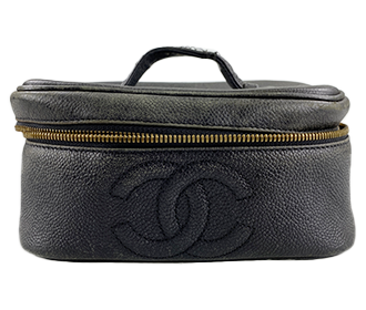 キャビアスキン ブラック バニティバッグ