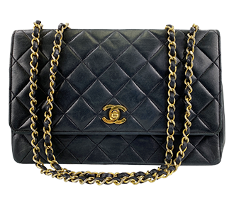 マトラッセ 24㎝ ラムスキン ブラック ショルダーバッグ