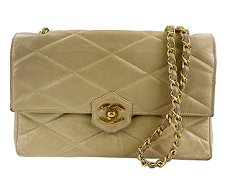 マトラッセ 23㎝ ラムスキン ベージュ ショルダーバッグ