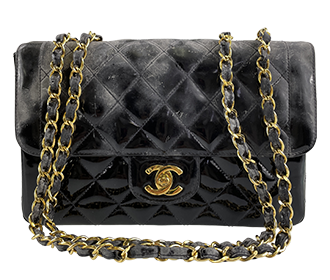 マトラッセ 25㎝ パテント レザー ブラックショルダーバッグ