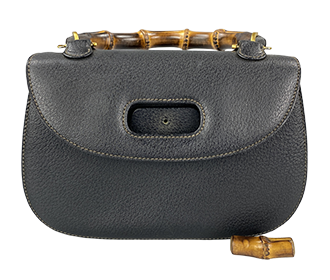 バンブー レザー ブラック ハンドバッグ