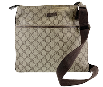 GGプラス PVC レザー ブラウン ショルダーバッグ