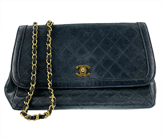 マトラッセ 26㎝ ラムスキン ブラック ショルダーバッグ