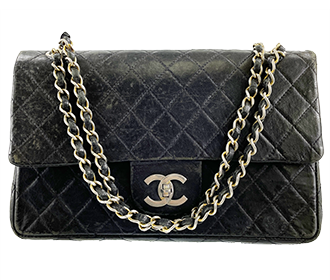 マトラッセ 25㎝ ラムスキン ブラック ショルダーバッグ