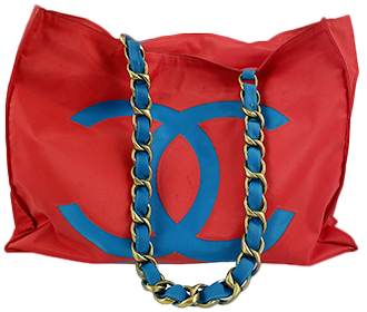 キャンバス レッド チェーン トートバッグ