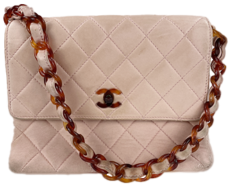 マトラッセ ラムスキン ピンク べっ甲チェーン ショルダーバッグ