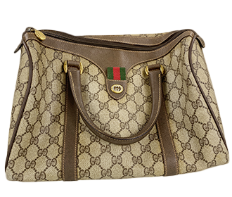 オールドシェリーライン PVC レザー ブラウン ハンドバッグ