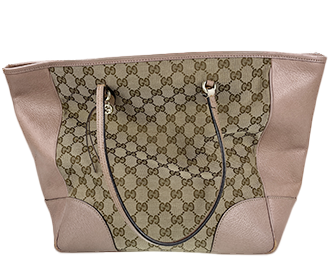 GGキャンバス キャンバス レザー ベージュ ピンク トートバッグ