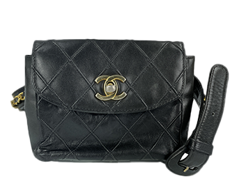 ビコローレ マトラッセ ラムスキン ブラック ウエストポーチ