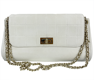 チョコバー 2.55 ラムスキン ホワイト ショルダーバッグ