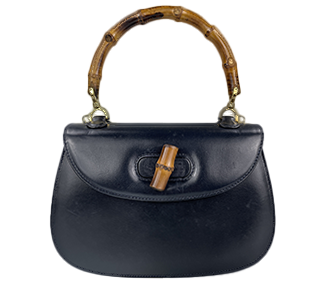 バンブー レザー ブラック ハンドバッグ