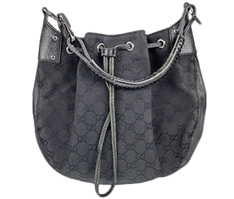 GGキャンバス キャンバス レザー ブラック ショルダーバッグ