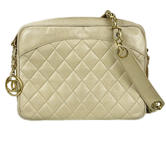 マトラッセ ラムスキン ベージュ チェーンショルダーバッグ 