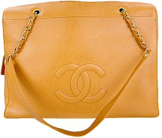 キャビアスキン キャメル チェーントートバッグ