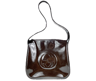 パテント レザー ブラウン ショルダーバッグ