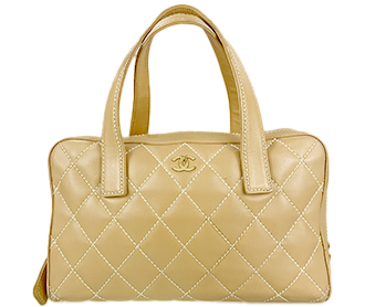 ワイルドステッチ カーフスキン ベージュ ハンドバッグ