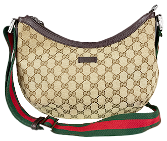 GGキャンバス シェリーライン キャンバス レザー ベージュ ショルダーバッグ