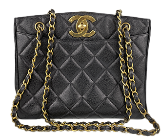 マトラッセ キャビアスキン ブラック チェーン ショルダーバッグ