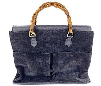 バンブー スエード ネイビー ハンドバッグ