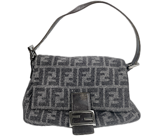 マンマバゲット ズッカ ウール レザー グレー ショルダーバッグ