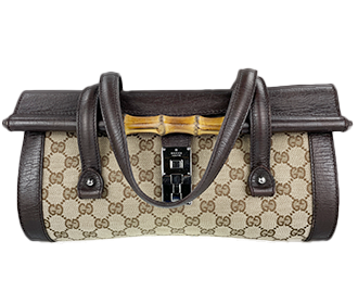 バンブー GGキャンバス レザー ベージュ ハンドバッグ