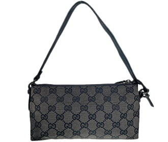 GGキャンバス キャンバス レザー ブラック アクセサリーポーチ