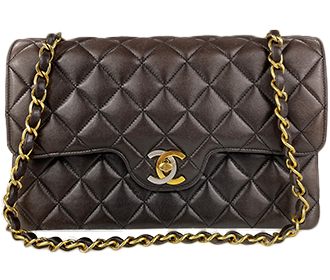 マトラッセ 25㎝ ラムスキン ブラック ショルダーバッグ