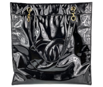 パテント レザー ブラック トートバッグ