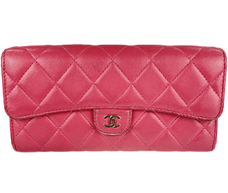 マトラッセ クラシック フラップ ウォレット ラムスキン ピンク 長財布