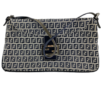 マンマバゲット ズッキーノ キャンバス レザー ネイビー ショルダーバッグ